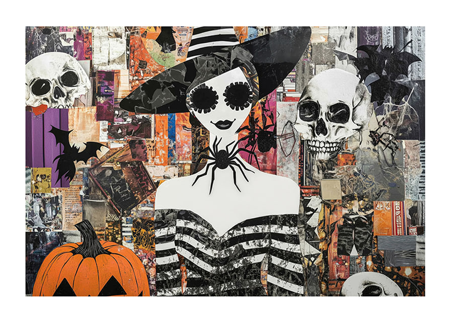 En fängslande poster med Halloween-färger och mystiska motiv-12