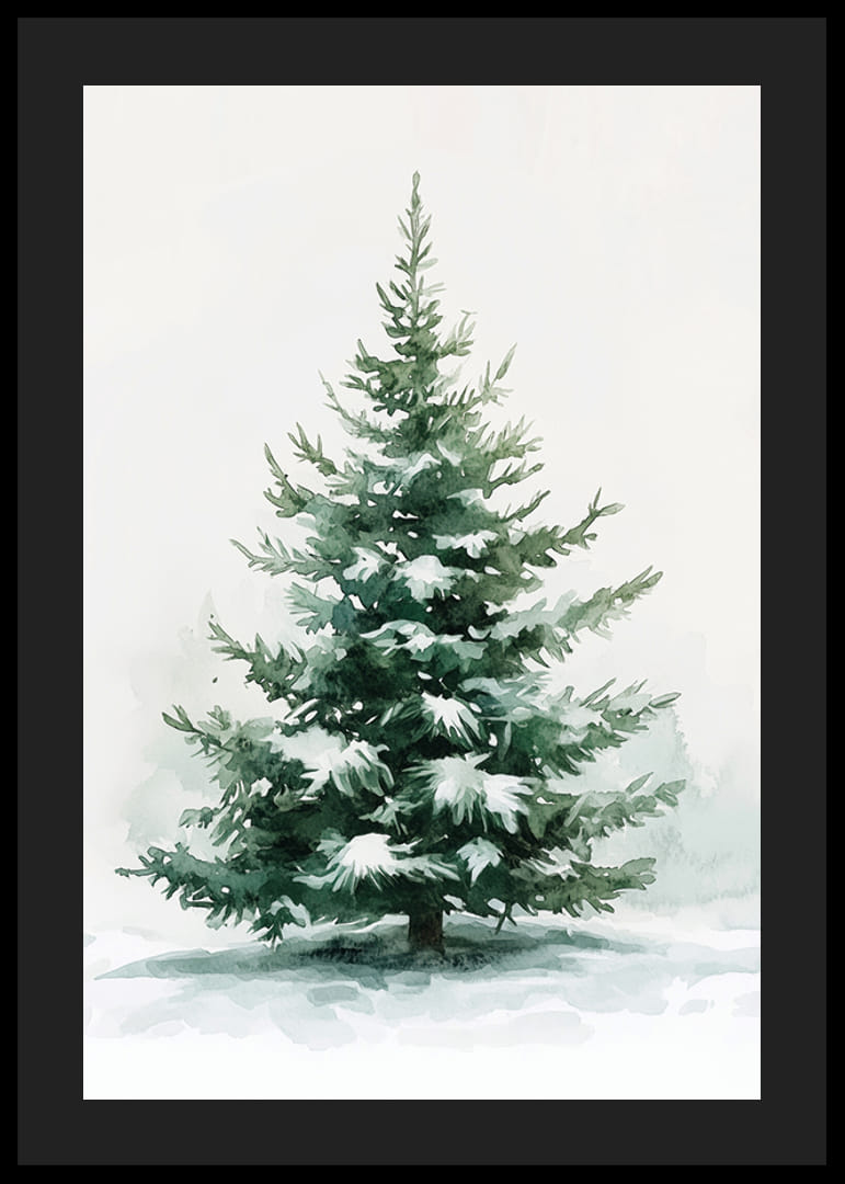 Um pacífico abeto coberto de neve macia enche o ambiente com a tranquilidade do inverno-12