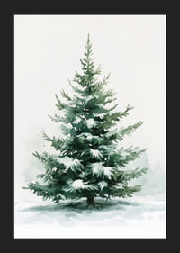 Um pacífico abeto coberto de neve macia enche o ambiente com a tranquilidade do inverno-5