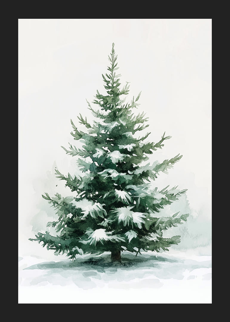 Um pacífico abeto coberto de neve macia enche o ambiente com a tranquilidade do inverno-12