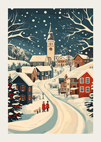 Charming winter town with snow-covered houses and atmospheric snowfall-3