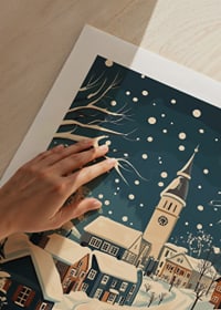 Charming winter town with snow-covered houses and atmospheric snowfall-9