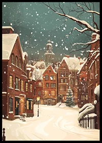 A winter scene where the snow silences the streets and the lights shine warmly-6