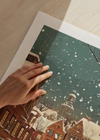 A winter scene where the snow silences the streets and the lights shine warmly-9