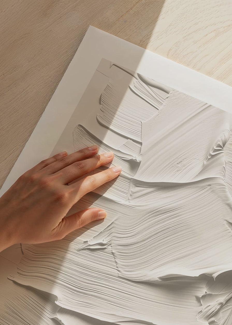 A poster with soft, creamy brushstrokes that create a harmonious and minimalist feel-12