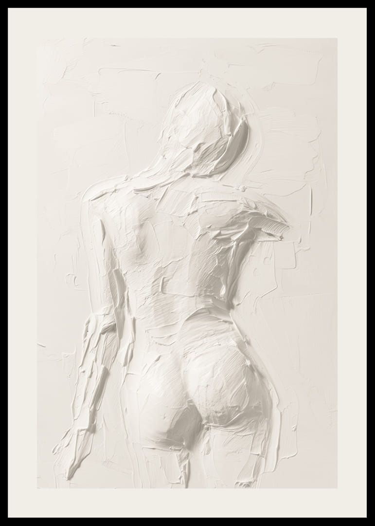 En poster som framhäver kroppens former med texturerade penseldrag i en mjuk palett-12