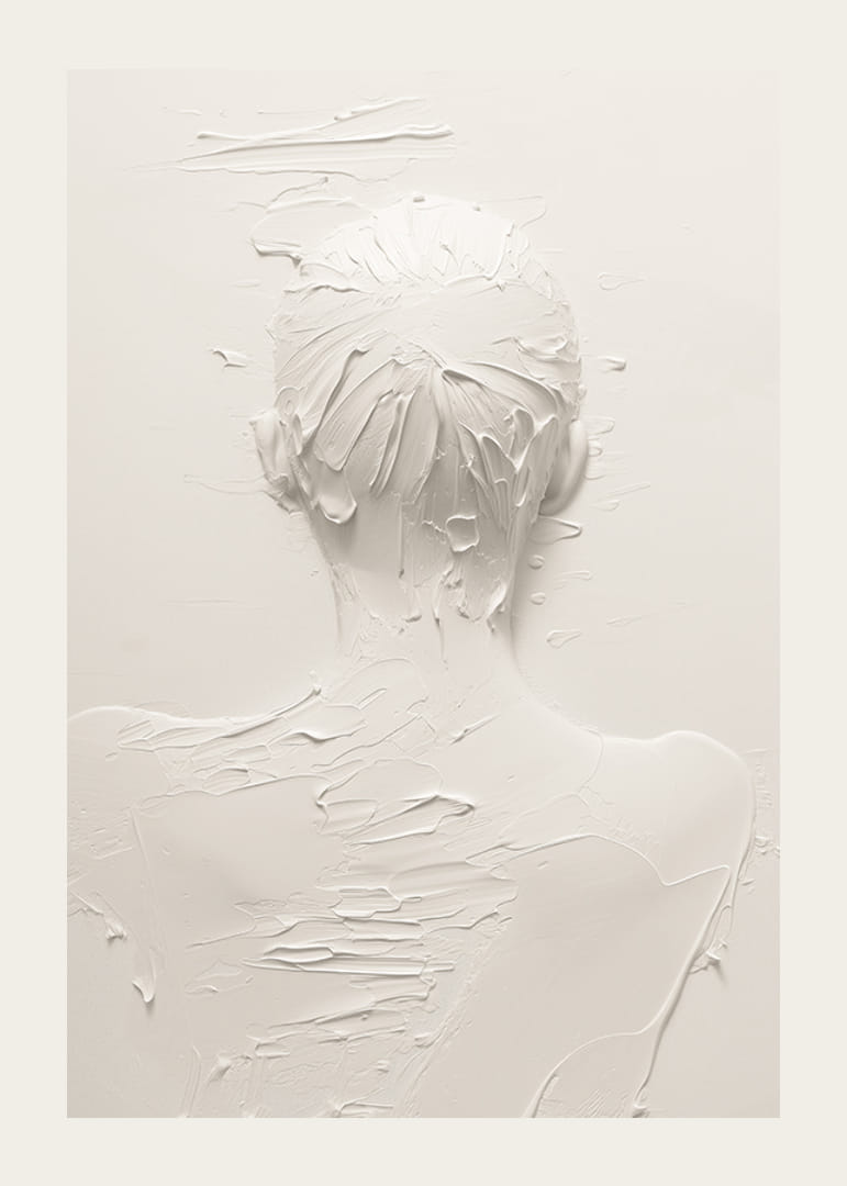 En poster med en texturerad silhuett av en kvinna sedd bakifrån-12