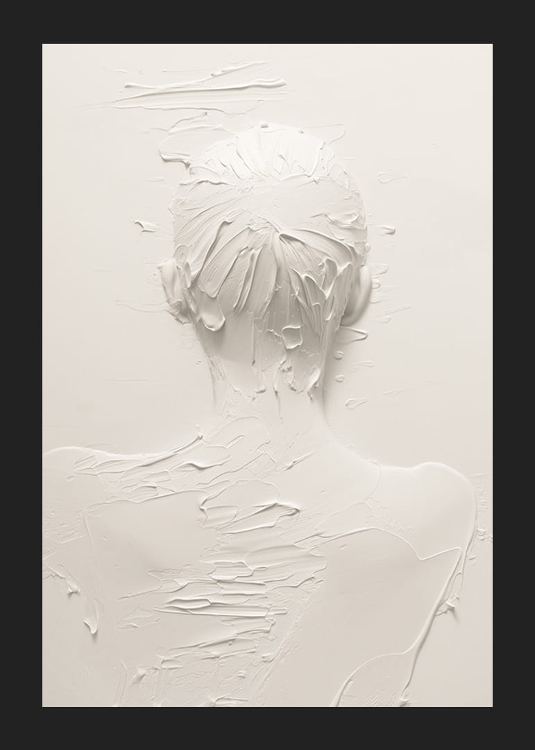 En poster med en texturerad silhuett av en kvinna sedd bakifrån-12