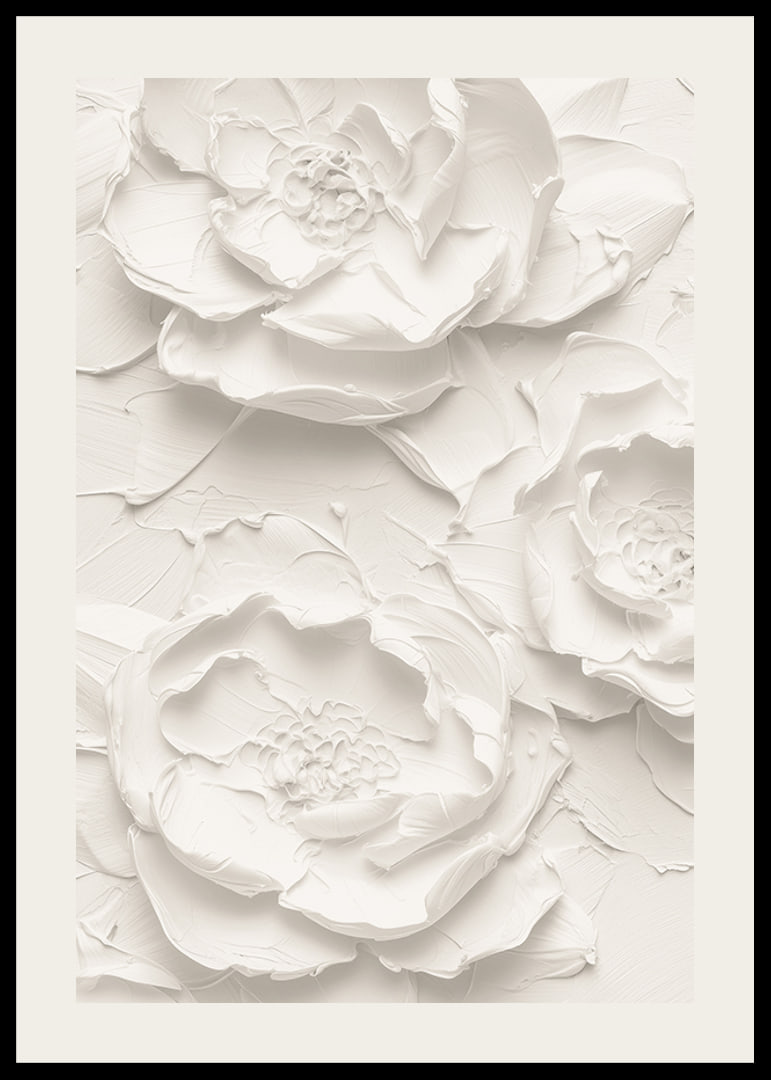 A poster with textured, detailed flowers in soft, monochrome tones-12