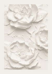 En plakat med strukturerte, detaljerte blomster i myke, monokrome toner-3