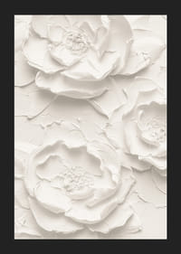 En plakat med strukturerte, detaljerte blomster i myke, monokrome toner-5