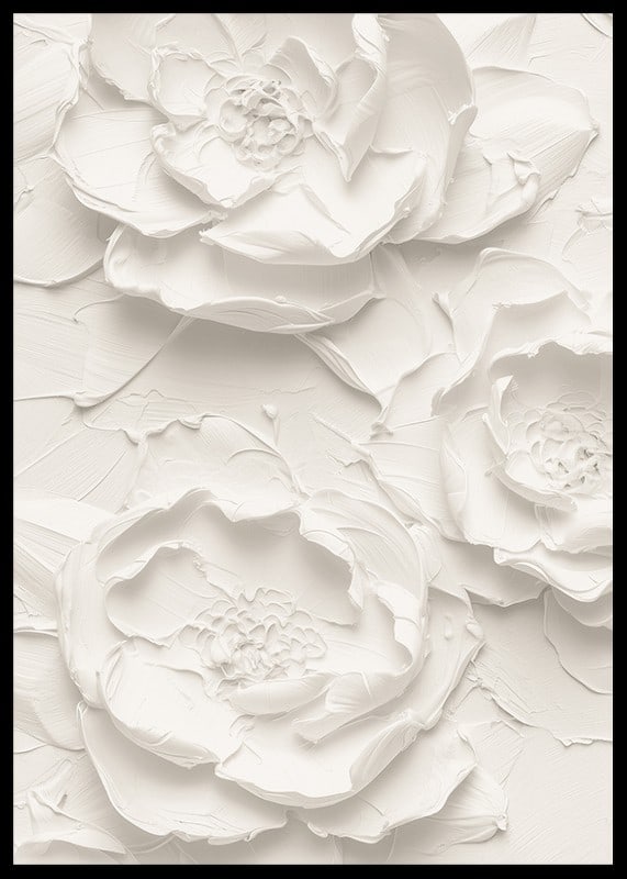 A poster with textured, detailed flowers in soft, monochrome tones-12