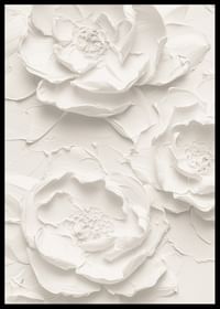 En plakat med strukturerte, detaljerte blomster i myke, monokrome toner-2