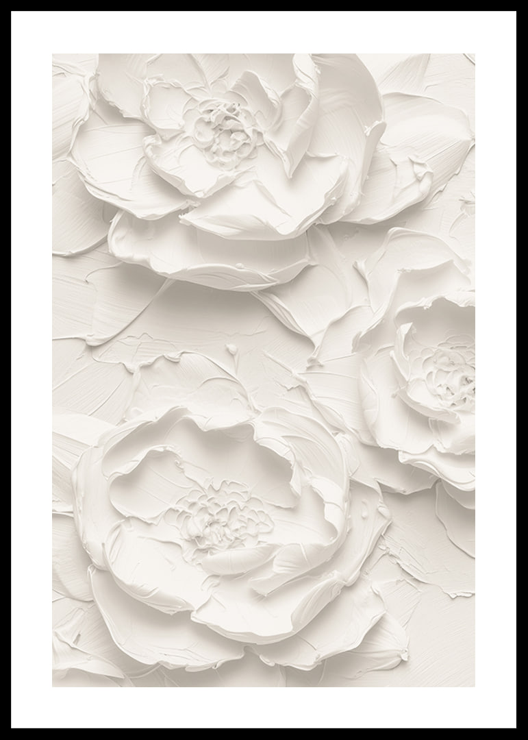 A poster with textured, detailed flowers in soft, monochrome tones-12