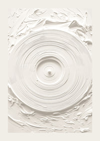 A poster with a textured vinyl motif in soft, monochrome tones-3