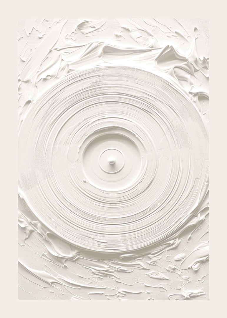 A poster with a textured vinyl motif in soft, monochrome tones-12