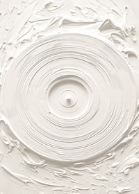 A poster with a textured vinyl motif in soft, monochrome tones-7
