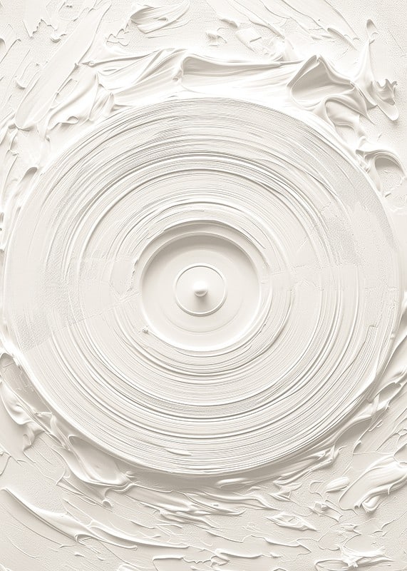 A poster with a textured vinyl motif in soft, monochrome tones-12