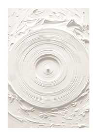A poster with a textured vinyl motif in soft, monochrome tones-1