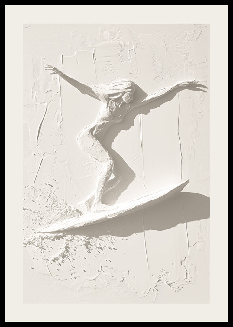 A poster with a textured surfer silhouette that exudes movement and freedom-12