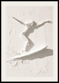 Ein Poster mit einer strukturierten Surfer-Silhouette, die Bewegung und Freiheit ausstrahlt-2