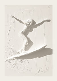 Ein Poster mit einer strukturierten Surfer-Silhouette, die Bewegung und Freiheit ausstrahlt-3