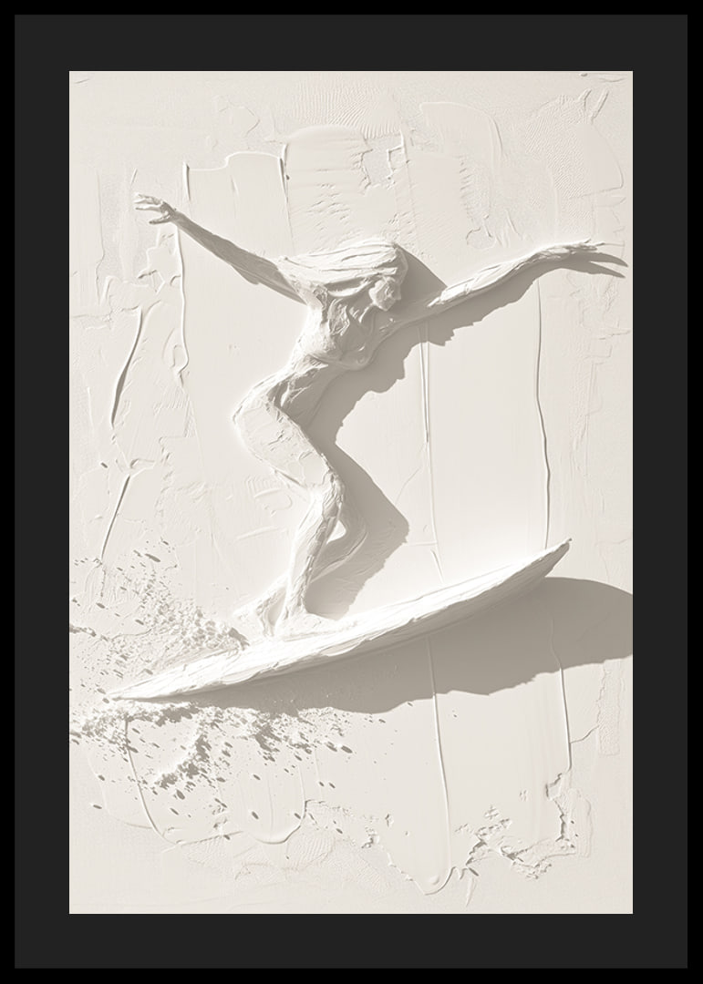 A poster with a textured surfer silhouette that exudes movement and freedom-12