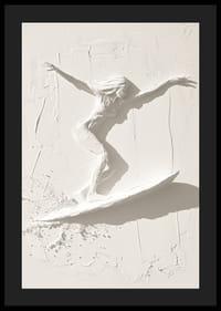 Ein Poster mit einer strukturierten Surfer-Silhouette, die Bewegung und Freiheit ausstrahlt-4