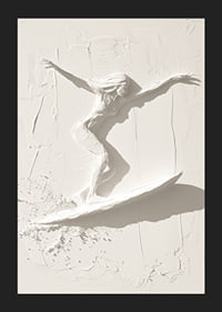 A poster with a textured surfer silhouette that exudes movement and freedom-5