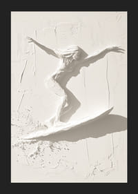 Ein Poster mit einer strukturierten Surfer-Silhouette, die Bewegung und Freiheit ausstrahlt-5