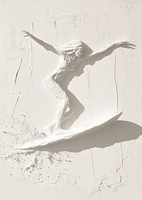 En plakat med en strukturert surfersilhuett som utstråler bevegelse og frihet-3