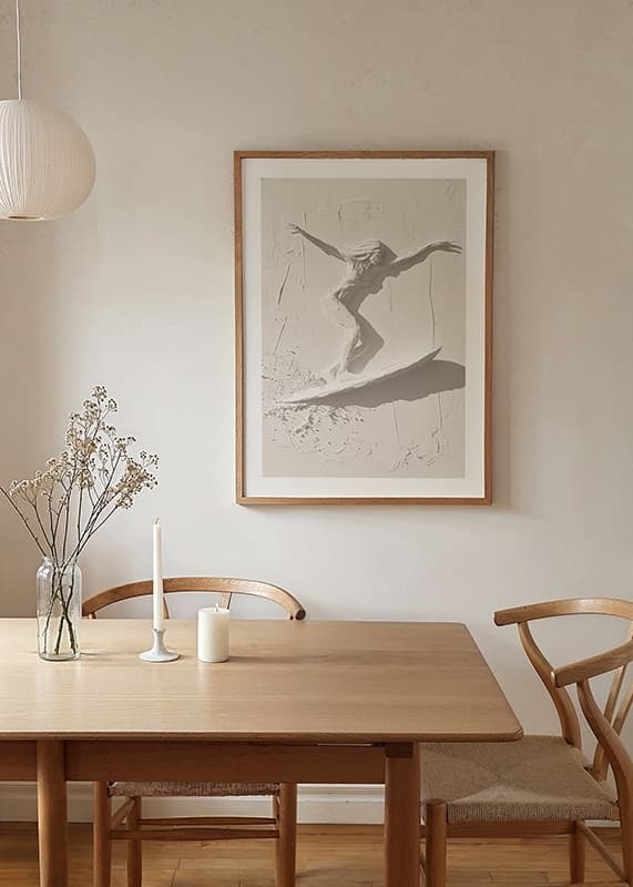 A poster with a textured surfer silhouette that exudes movement and freedom-12