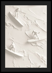 Un poster cu surferi texturați călărind valuri abstracte, monocrome-4