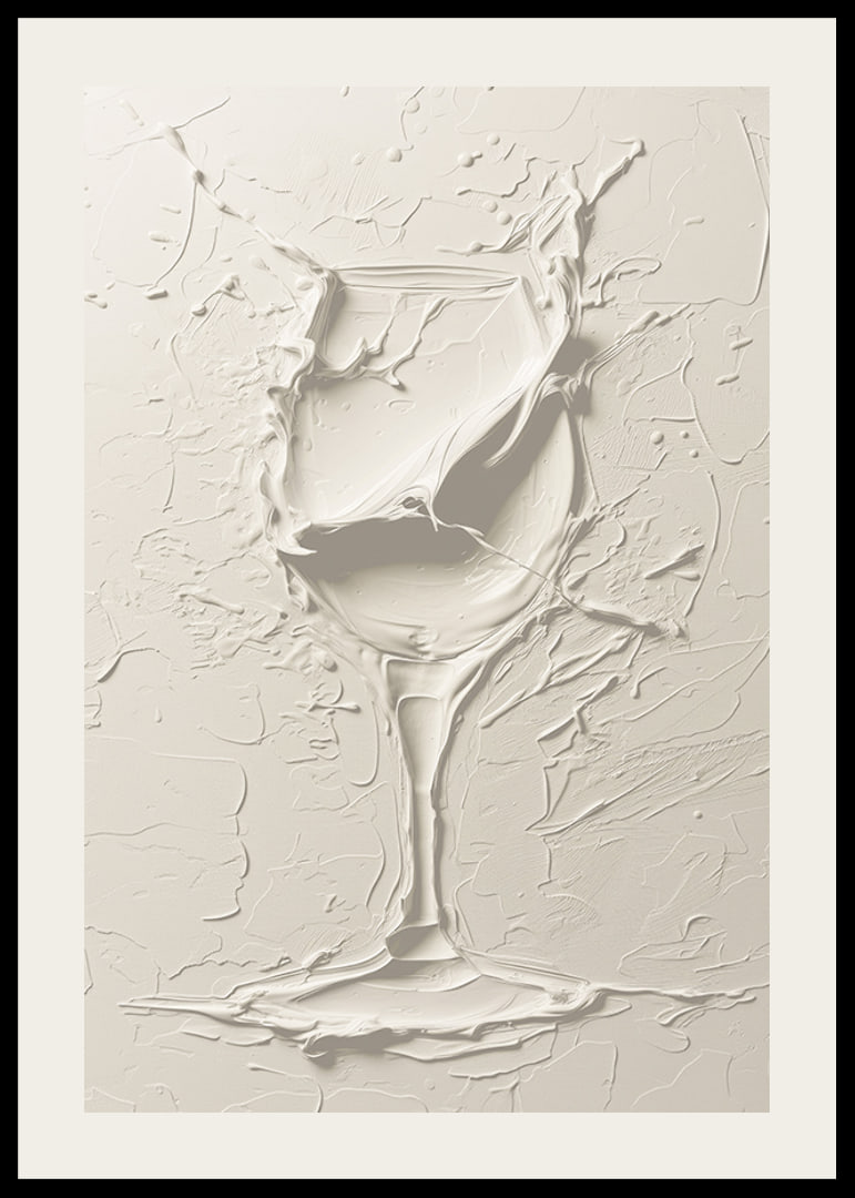 A poster featuring a textured wine glass in a soft, monochrome design-12