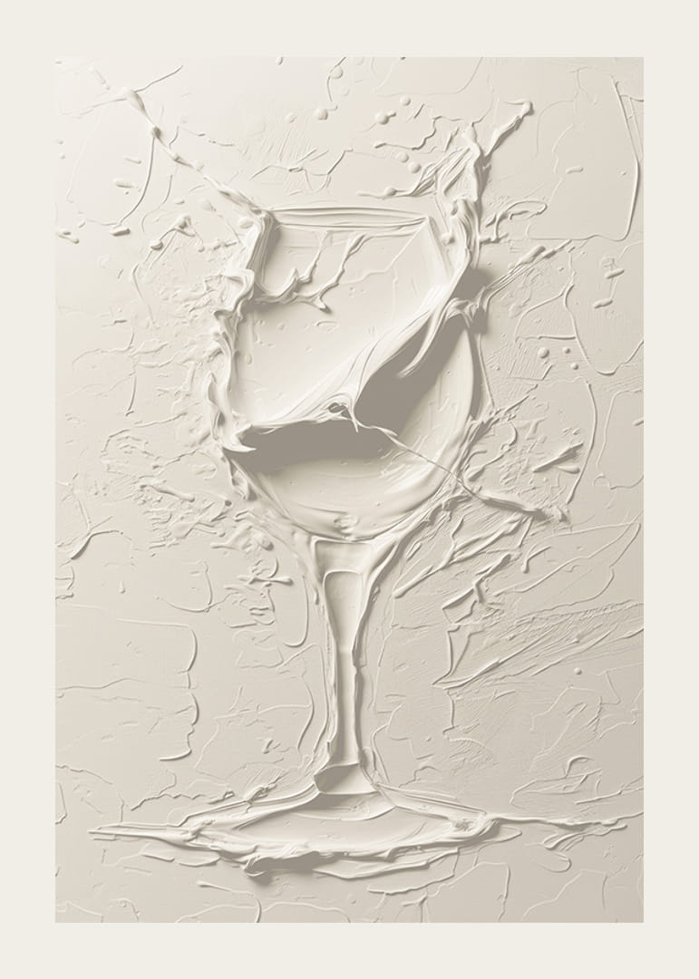 Plagát s textúrovaným pohárom na víno v mäkkom, monochromatickom dizajne-12