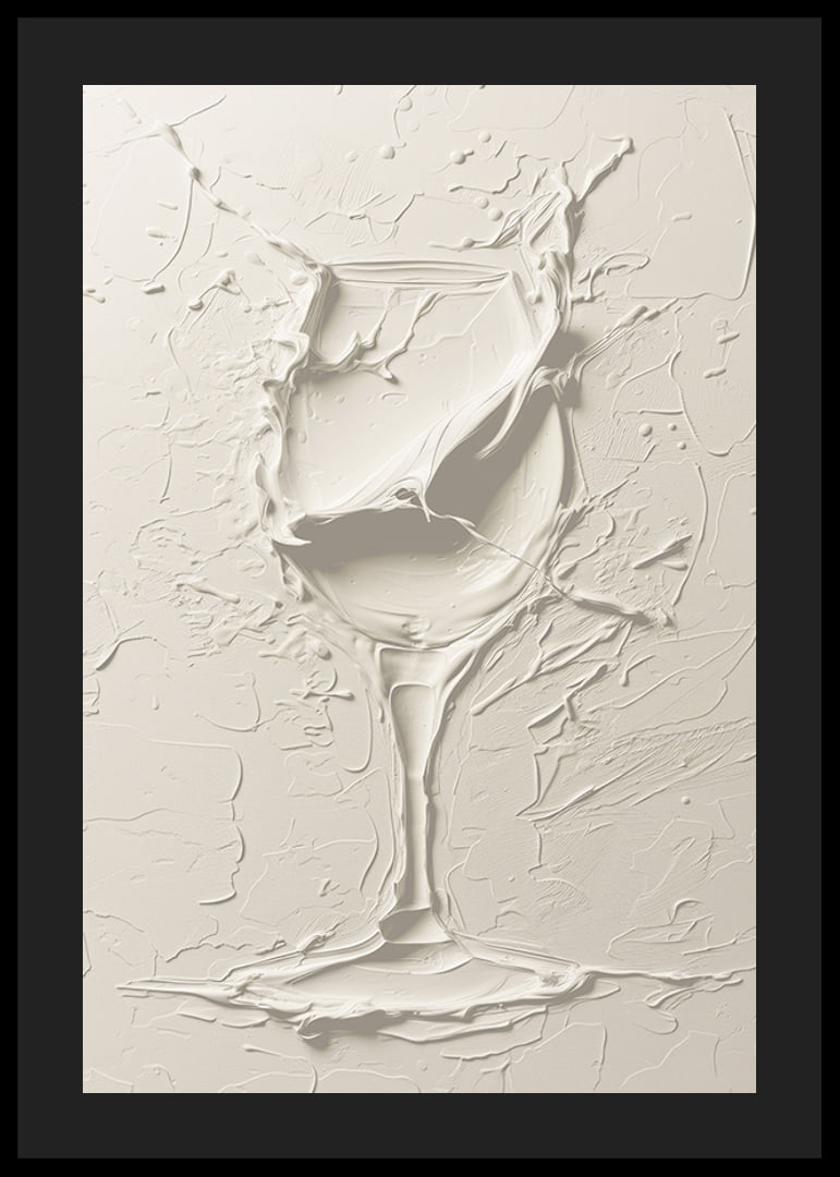 A poster featuring a textured wine glass in a soft, monochrome design-12