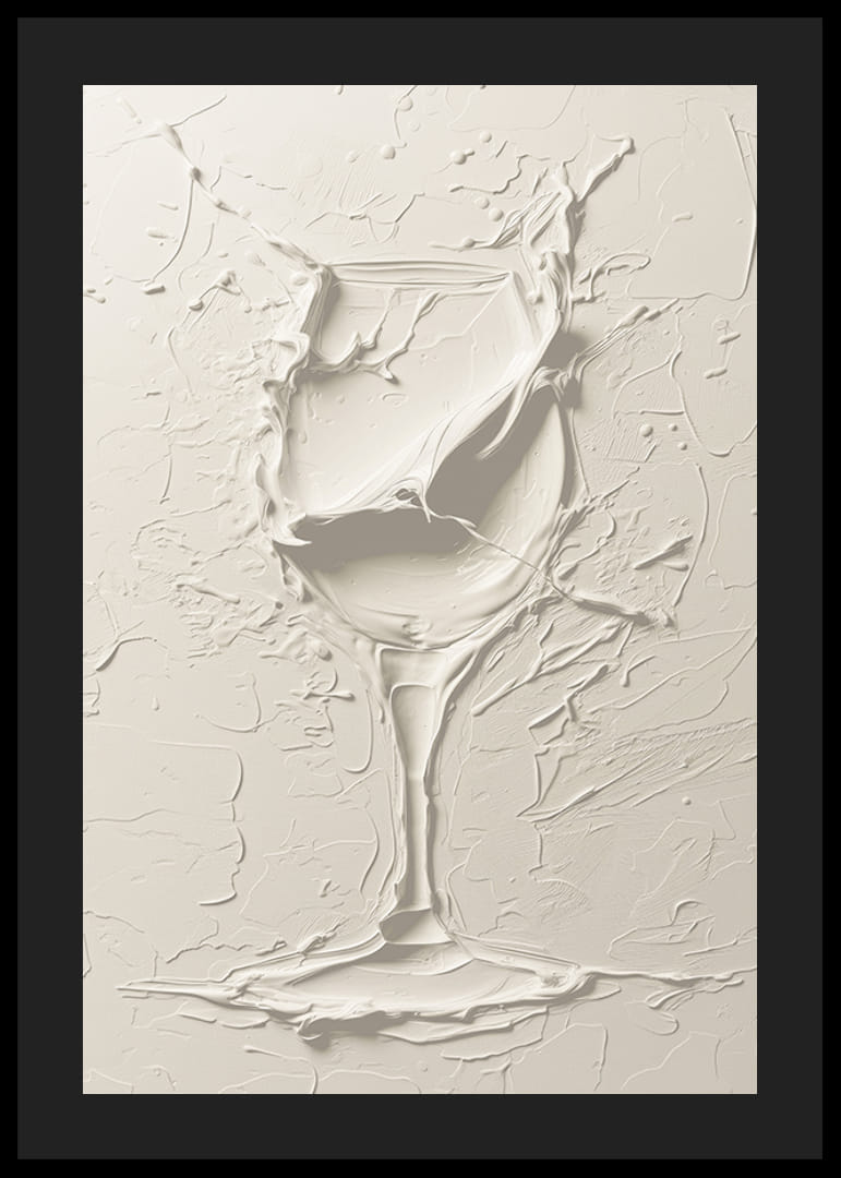 Plagát s textúrovaným pohárom na víno v mäkkom, monochromatickom dizajne-12