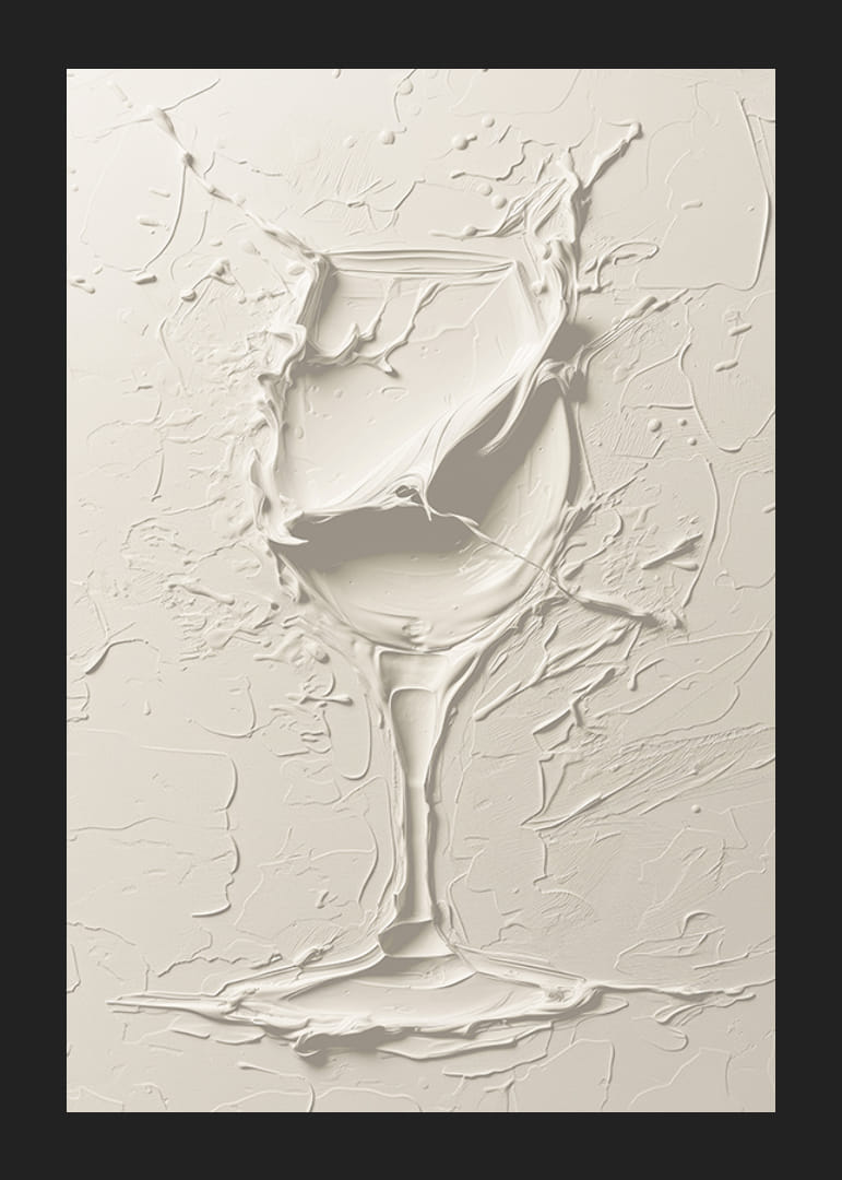 Plagát s textúrovaným pohárom na víno v mäkkom, monochromatickom dizajne-12