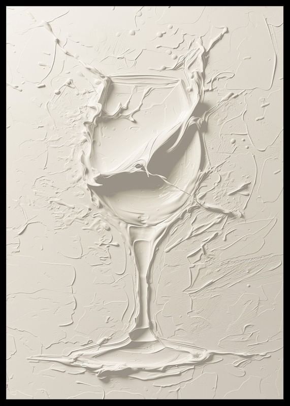 Un afiș cu un pahar de vin texturat într-un design moale, monocrom-12