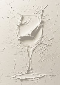 A poster featuring a textured wine glass in a soft, monochrome design-7