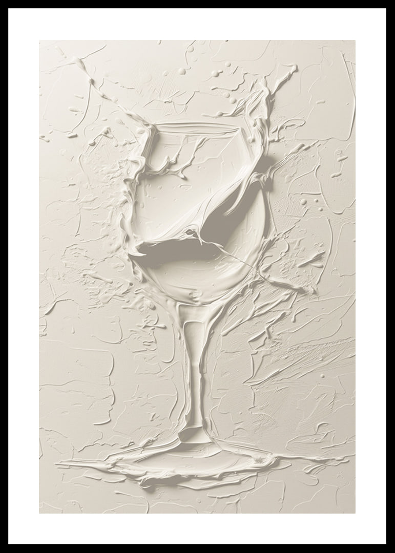 A poster featuring a textured wine glass in a soft, monochrome design-12