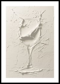 Un afiș cu un pahar de vin texturat într-un design moale, monocrom-0