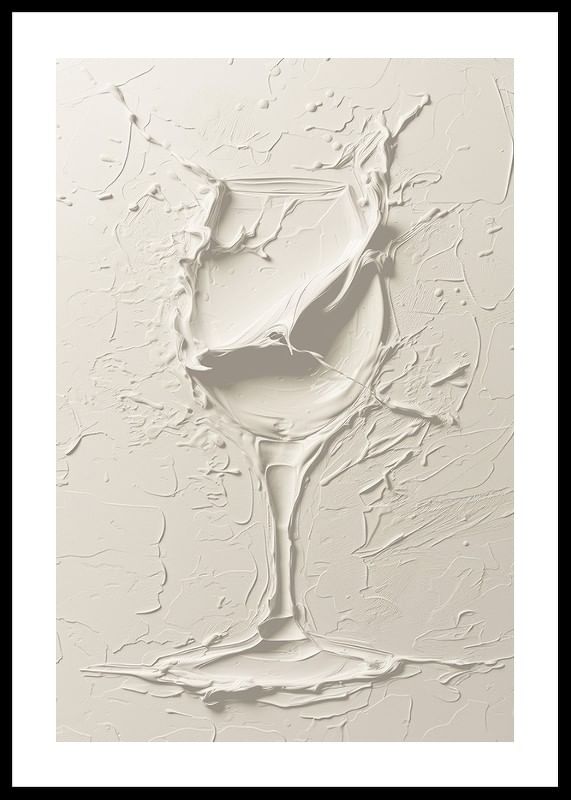Un afiș cu un pahar de vin texturat într-un design moale, monocrom-12