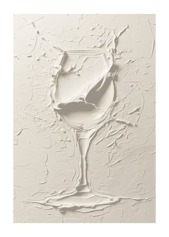 Un afiș cu un pahar de vin texturat într-un design moale, monocrom-12