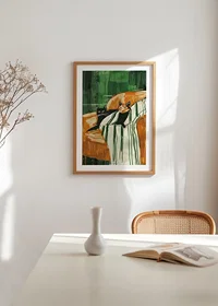 En poster med två katter som vilar tillsammans på en randig filt-8