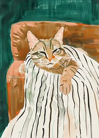 A poster of a relaxed cat in an armchair, spreading warmth and calm in your home-7