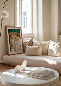 A poster of a relaxed cat in an armchair, spreading warmth and calm in your home-8