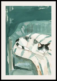 A poster of a sleeping cat in a soft armchair, spreading a calm and cozy atmosphere in your home-2