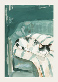 Un poster di un gatto addormentato su una morbida poltrona, che diffonde un'atmosfera calma e accogliente nella tua casa-3