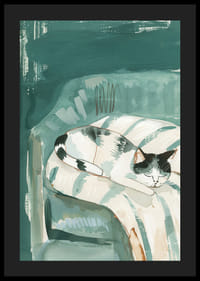 Un poster di un gatto addormentato su una morbida poltrona, che diffonde un'atmosfera calma e accogliente nella tua casa-4